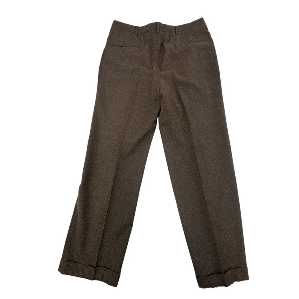 Graham & Gunn Mens 40R Suit Set 33 x 29 Pants Brown‎ Micro Check Wool Blend